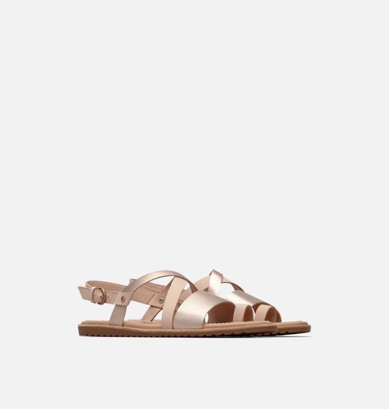 Sorel Dam Sandaler Beige/Brun - Ella™ Criss Cross Flat - JRN-138760
